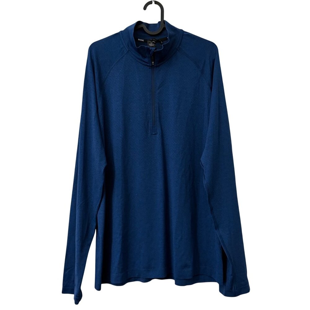 Rhone Heather Blue Performance Perforated 1/4 Zip Pullover Mens Size Large